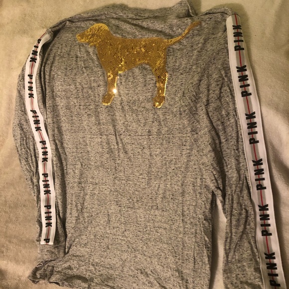 VS Pink Long Sleeve Sequin Dog Shirt - Picture 3 of 5
